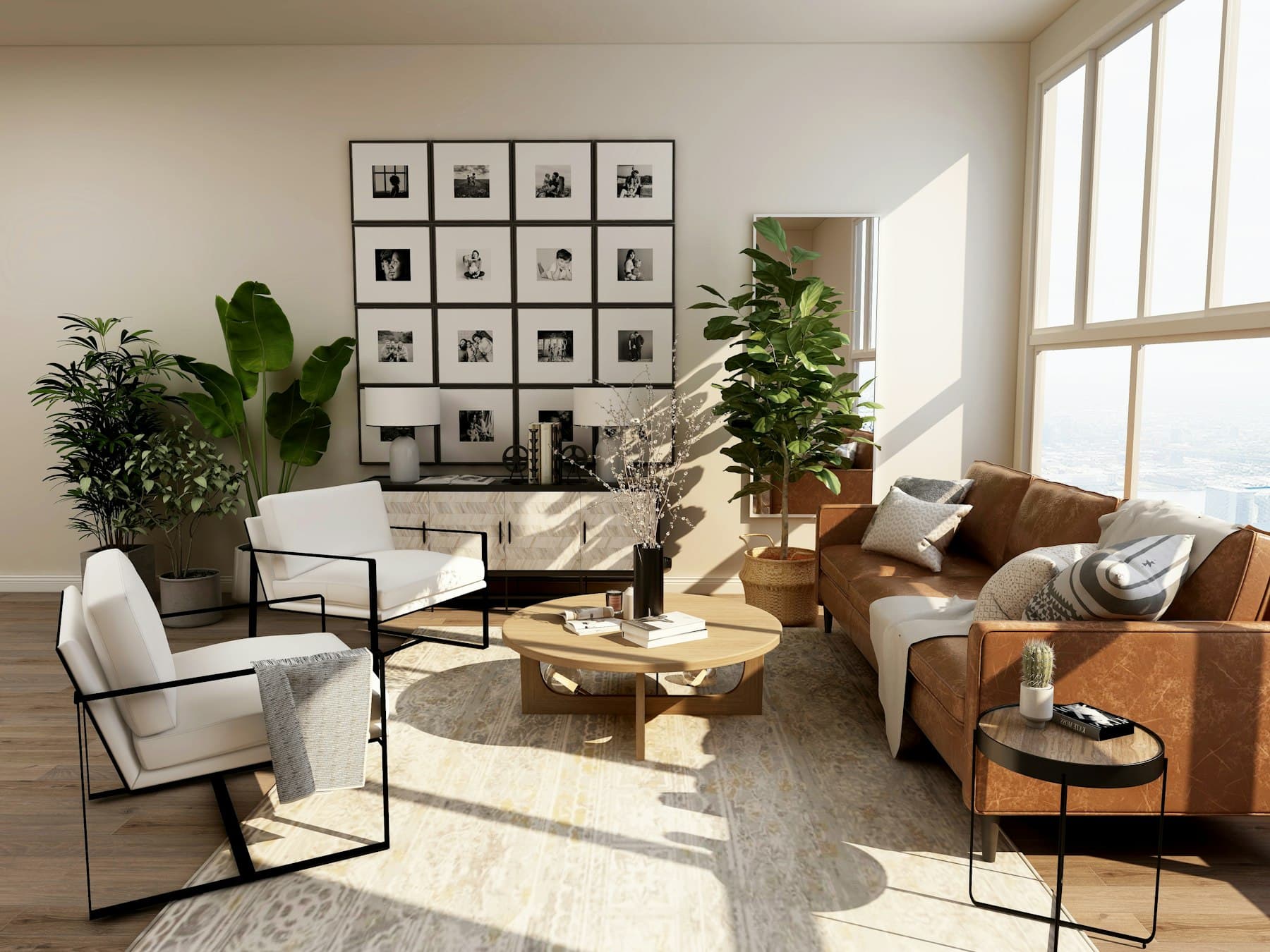 A staged living room from a listing